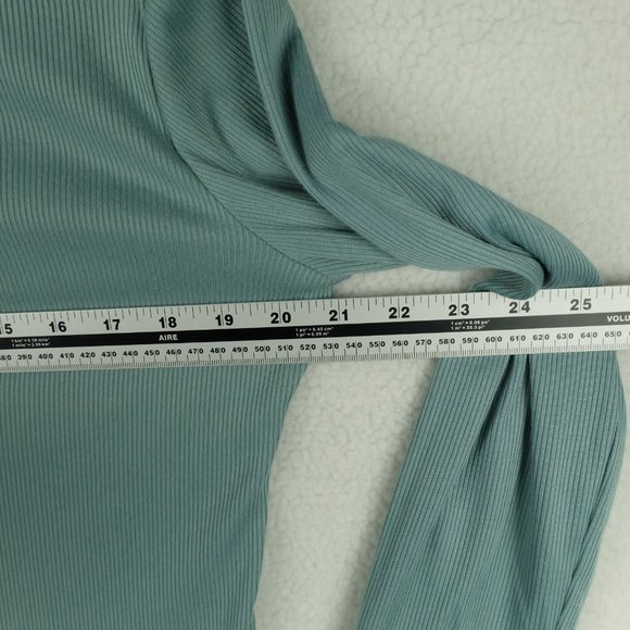 Mislook Womens Sweater Extra Large Blue Green Knit Ribbed Henley Lightweight - Picture 7 of 9